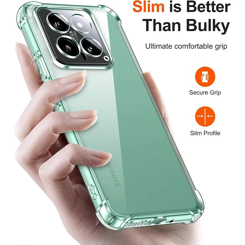 Funda de teléfono de silicona transparente a prueba de golpes con esquinas de Airbag para Xiaomi Mi 15 14 14T Pro 14 funda trasera de TPU transparente Ultra suave - imagen 4