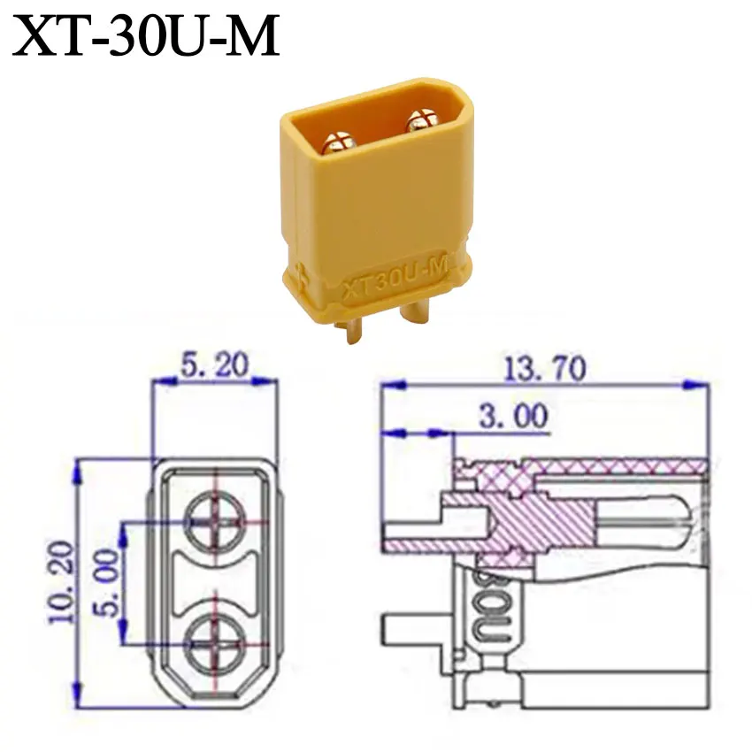 1 Uds conector XT30 2mm conector Banana XT30 XT30U macho hembra conector tipo bala enchufe para RC FPV coche Lipo piezas de batería - imagen 5