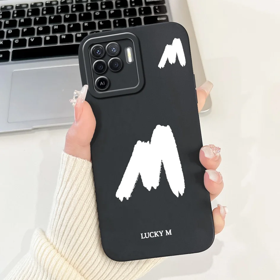 Para OPPO A94 5G Funda CPH2211 Funda a prueba de golpes letras iniciales de lujo Funda mate de silicona suave para OPPOA94 Reno 5 Lite 5F parachoques - imagen 2