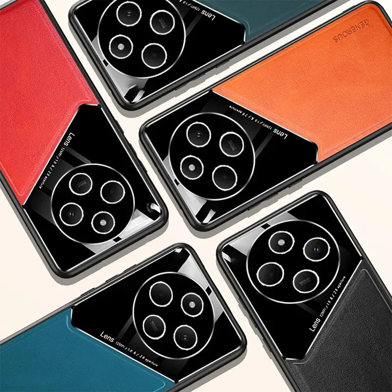 Funda con textura de cuero para Xiaomi Redmi 14C 4G Poco C75, funda con soporte de succión magnética para coche, Fundas Capa - imagen 2