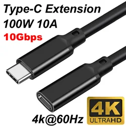 Cable USB-C extensión macho a hembra – carga rápida y datos