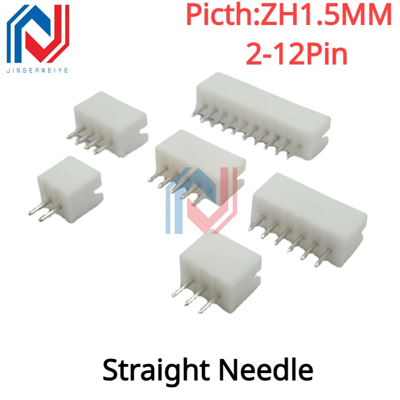 Aguja recta Picth 1,5mm, espaciado, 2p/3p/4p/5p/6p/7p/8p/9p/10p-12, lote de 50 unidades enchufe conector p