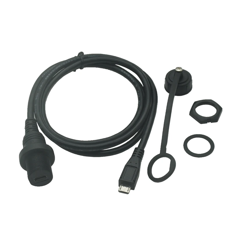 1M 30cm IP67 Micro USB Cable impermeable Micro-USB 5pin Mini macho a hembra montaje en Panel Cable de extensión de conector a prueba de agua - imagen 4
