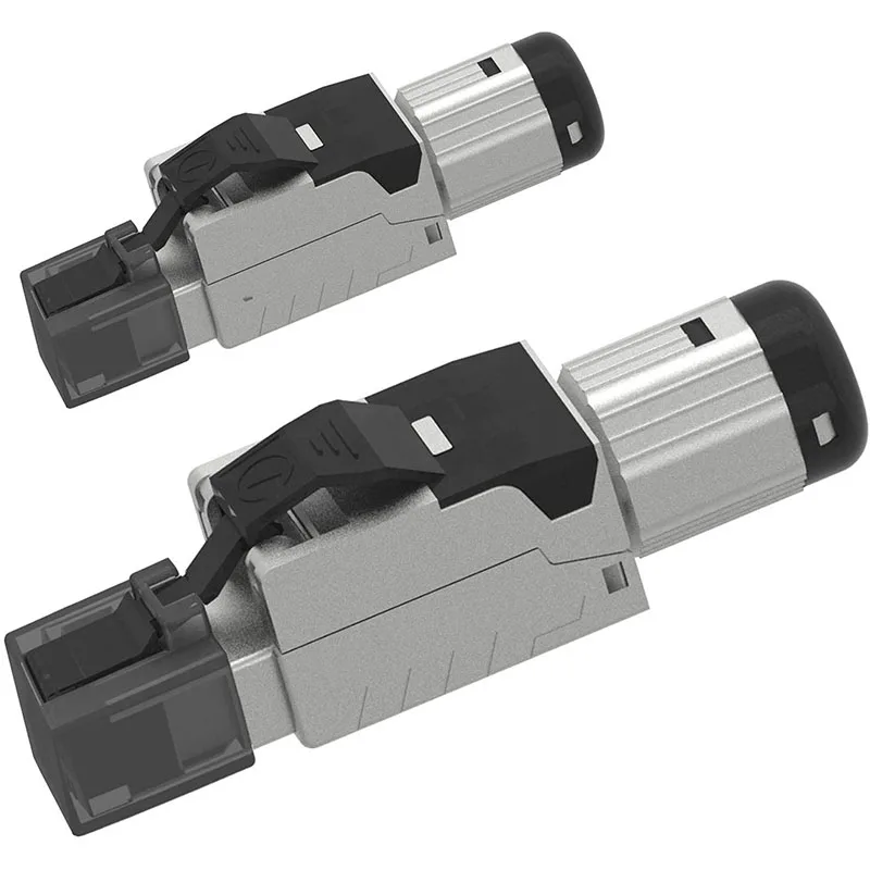 RJ45 CAT6 CAT6A Cat7 CAT8 CAT 8 conectores Blindados de aleación de Zinc sin herramientas, enchufes de terminación Ethernet de 10G para Cables SFTP de 23AWG - imagen 3
