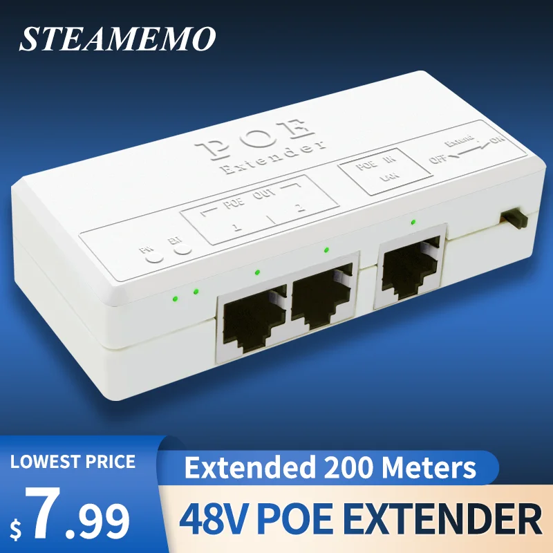 Extensor POE de 2 puertos STEAMEMO, repetidor POE activo de 350 metros, 100Mbps, estándar IEEE802.3AF/AT para cámara POE, interruptor POE inverso - imagen 2