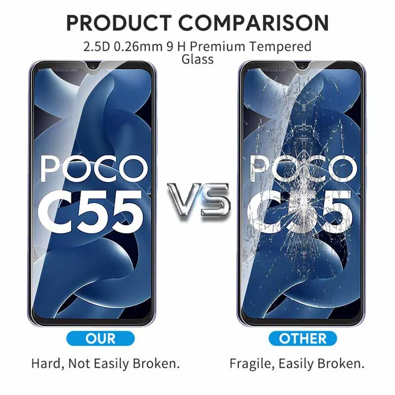 Vidrio Templado HD para Xiaomi, Protector de pantalla para Poco C40, C55, C50, C3, F4, GT, C31, X5, X4GT, X5Pro, X4Pro, X3Pro, F3, GT, 4 unidades - imagen 4