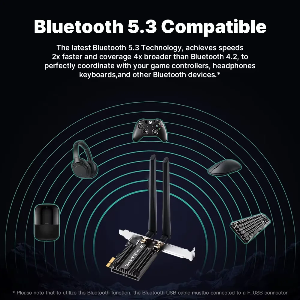 Adaptador WiFi 6E AX5400 PCIe Bluetooth 5,3 Triple banda 2,4G/5G/6GHz 802.11AX receptor inalámbrico de red MU-MIMO para Windows 10/11 - imagen 5