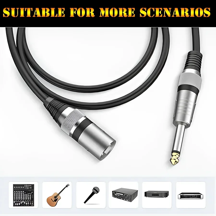 DREMAKE-conector de Cable para micrófono, Cable de Audio para altavoz, amplificador de guitarra, 6,35mm, 6,5mm, macho a XLR macho, 6,3mm, 1/4 "a XLR - imagen 2