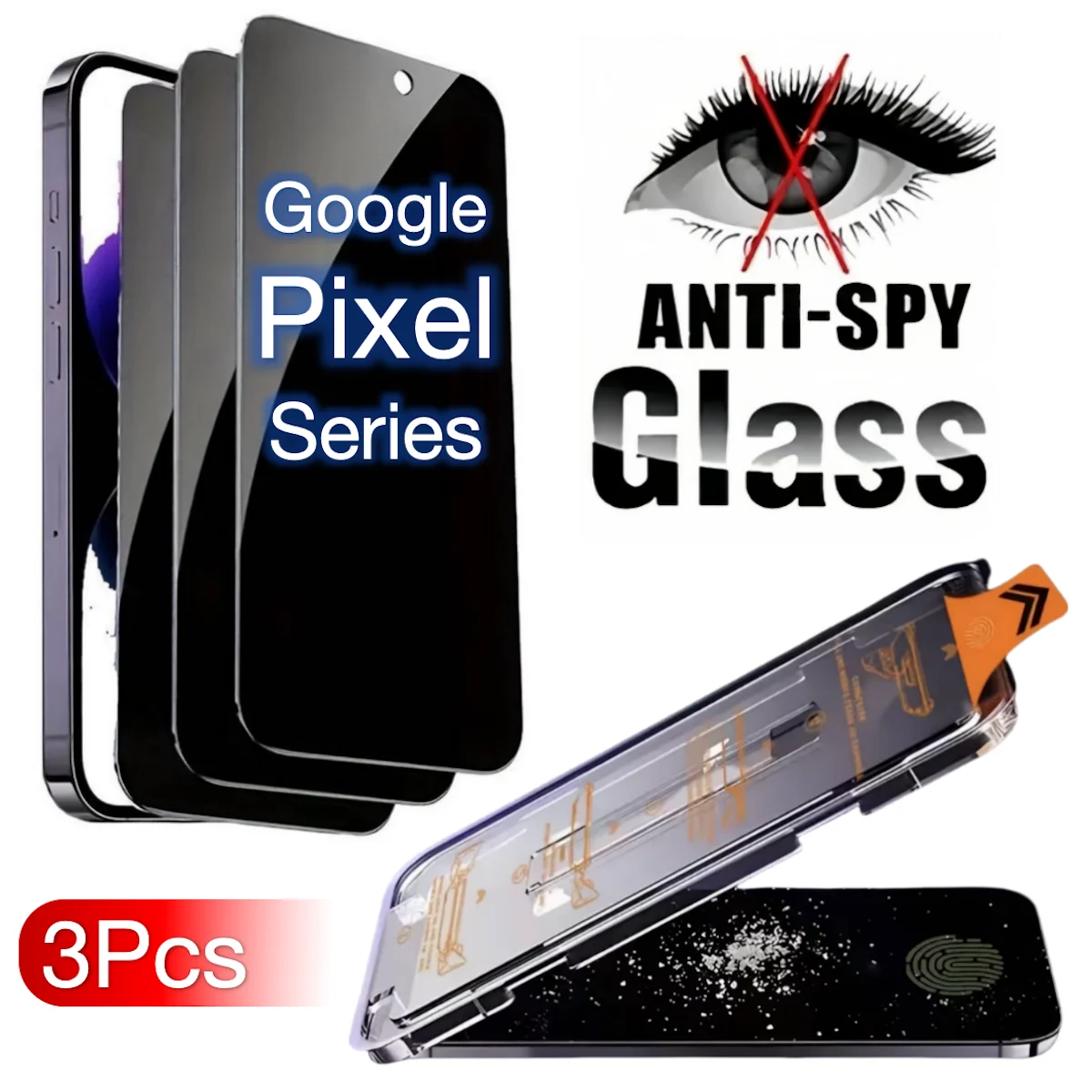 3 uds para Google Pixel 10 9 Pro XL 8 8A 7a 7 5G Protector de pantalla antiespionaje accesorios de vidrio templado burbujas Kit fácil