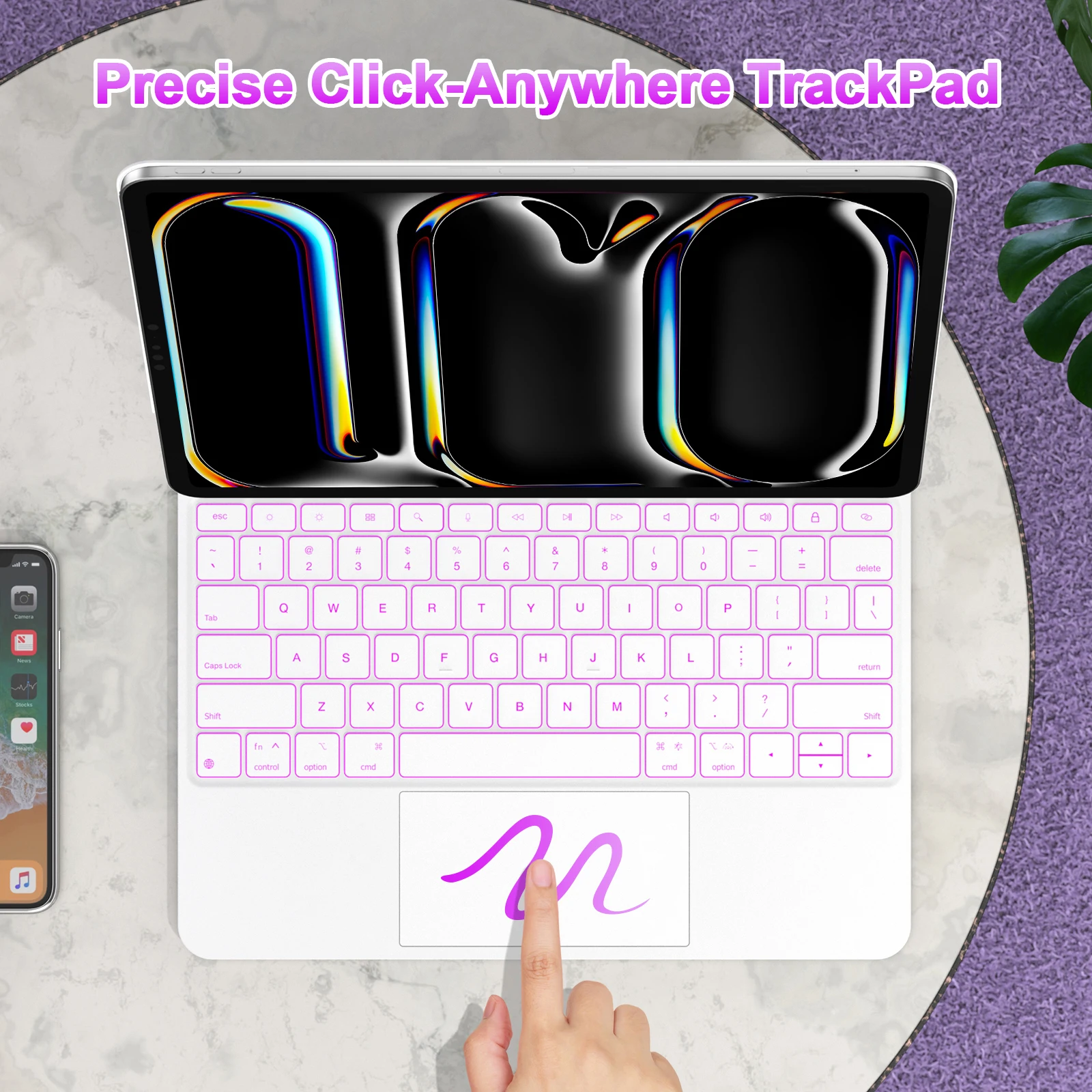 Teclado mágico para iPad Pro 13 2024 funda iPad Air 6 para iPad Pro 11 pulgadas para iPad Air 4 Air 5 10,9 Pro 12 9 Trackpad multitáctil - imagen 4