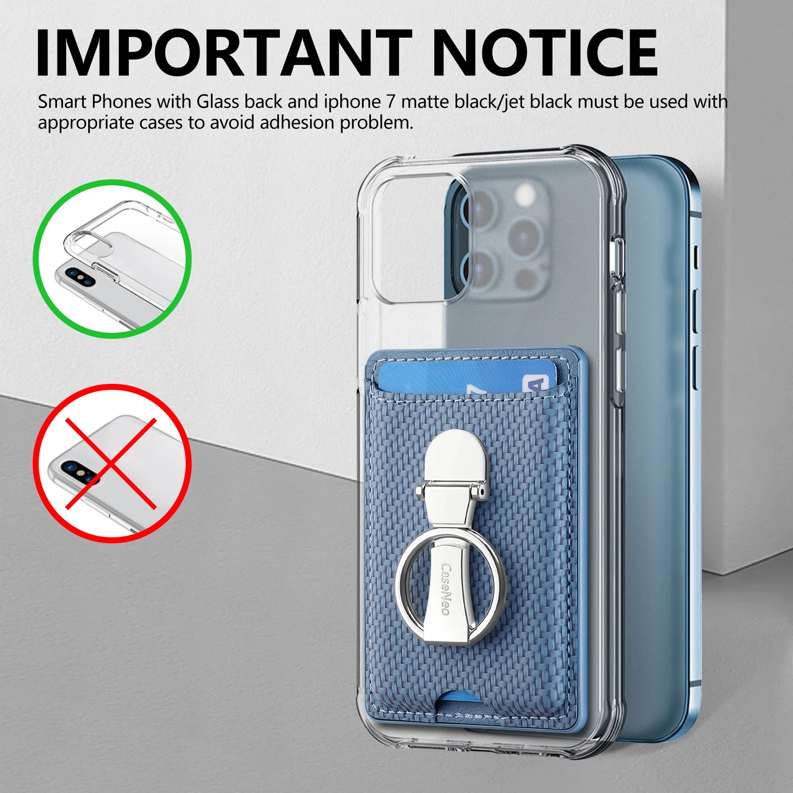 Bolsa de bolsillo con pegatina adhesiva para teléfono móvil, cartera Universal para teléfono móvil, soporte de anillo plegable, para IPhone 15 Pro Max - imagen 4