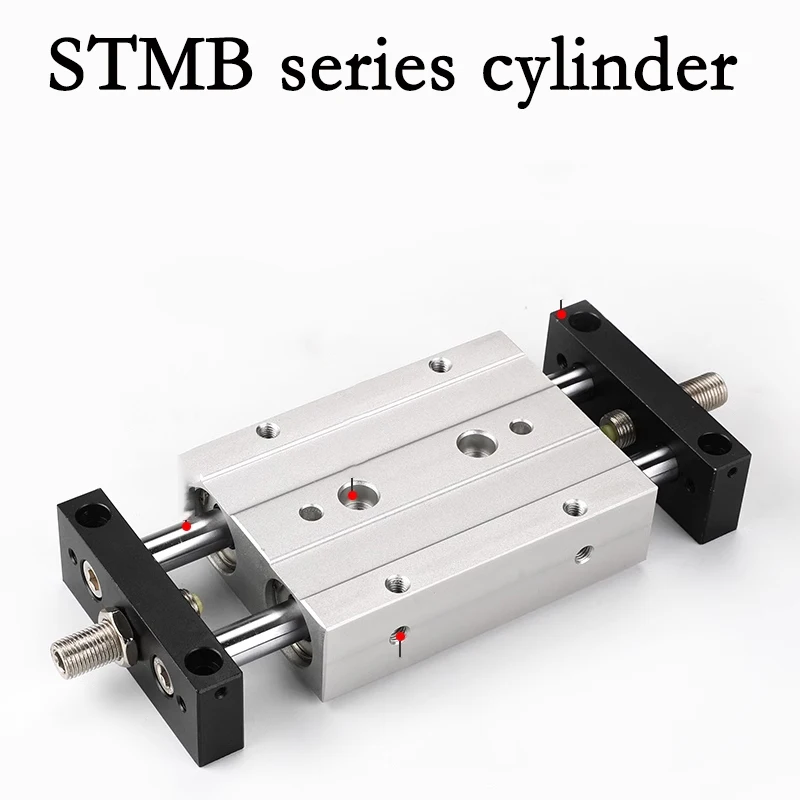 STMB vástago de pistón doble cilindro de gas de aire comprimido diámetro 10 16 20 25mm carrera ajustable diapositiva doble eje cilindro de doble varilla