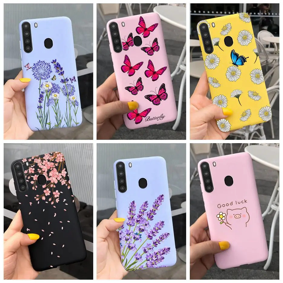 Funda de teléfono de silicona para Samsung Galaxy A21, funda trasera de 6,5 ", Fundas suaves de TPU para Samsung A 21 A21 SM-A215U, carcasa protectora