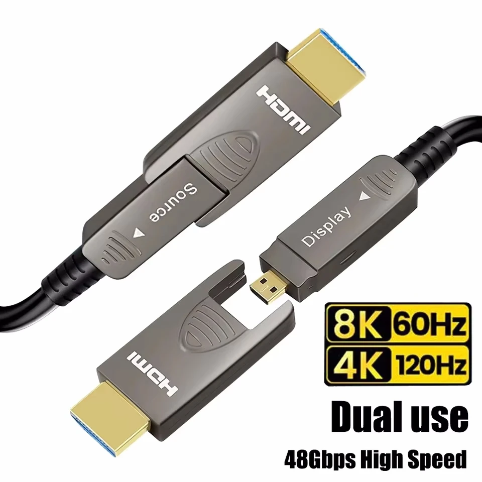 Cable hdmi 8K Cable de fibra óptica desmontable tipo A + D 8K @ 60Hz 4K @ 120Hz cable eARC 48Gbps hdmi fibra óptica activa para RTX 3080/3090 - imagen 2