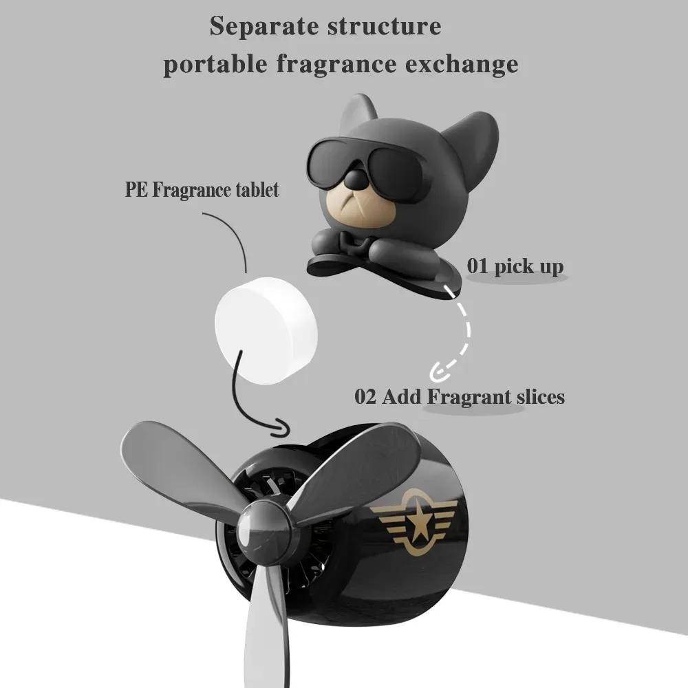 Cool Bulldog Pilot-hélice giratoria, ambientador para coche, salida de aire, accesorios de aromatización de Perfume, Clip de ventilación automático para aromaterapia - imagen 5