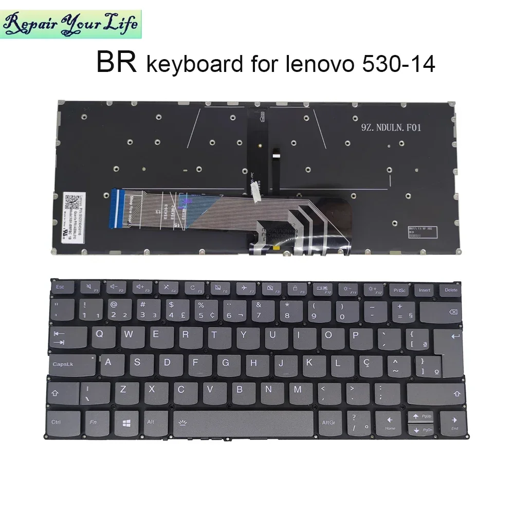Teclado retroiluminado brasileño PT-BR japonés para Lenovo Yoga 530-14 ARR 14IKB C740-14 C640-13IML C340-14 retroiluminación PD4SB NSK-BWFBC
