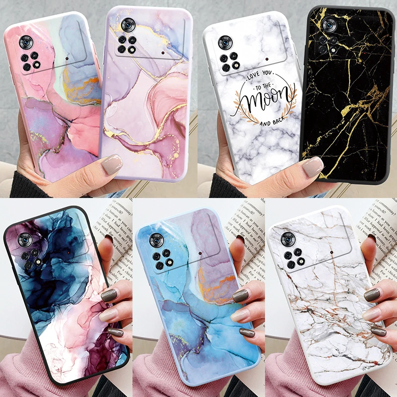 Funda de mármol de moda para Poco X4 Pro 5G Poco M4 Pro Fundas protectoras suaves Coque de silicona Fundas de parachoques para Xiaomi Poco M4 Pro 4G
