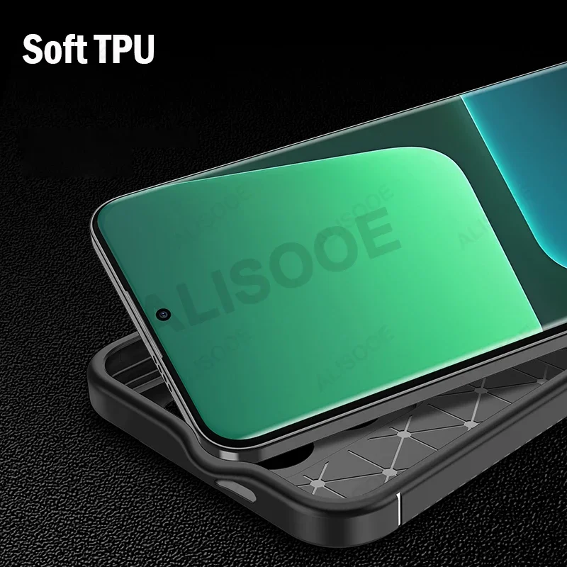 Funda para Xiaomi 14 Pro POCO X6 Pro, cubierta suave de TPU a prueba de golpes con textura de fibra de carbono para Xiaomi 14 Redmi Note 13 Pro Capa - imagen 3