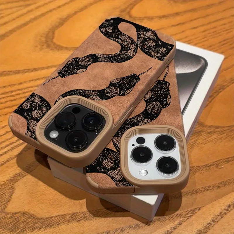 Funda con diseño de serpiente negra de lujo Simple y de teclas bajas para iPhone 16 15 14 13 12 11 Pro Max XS X XR 16 Plus cubierta de parachoques a prueba de golpes - imagen 3