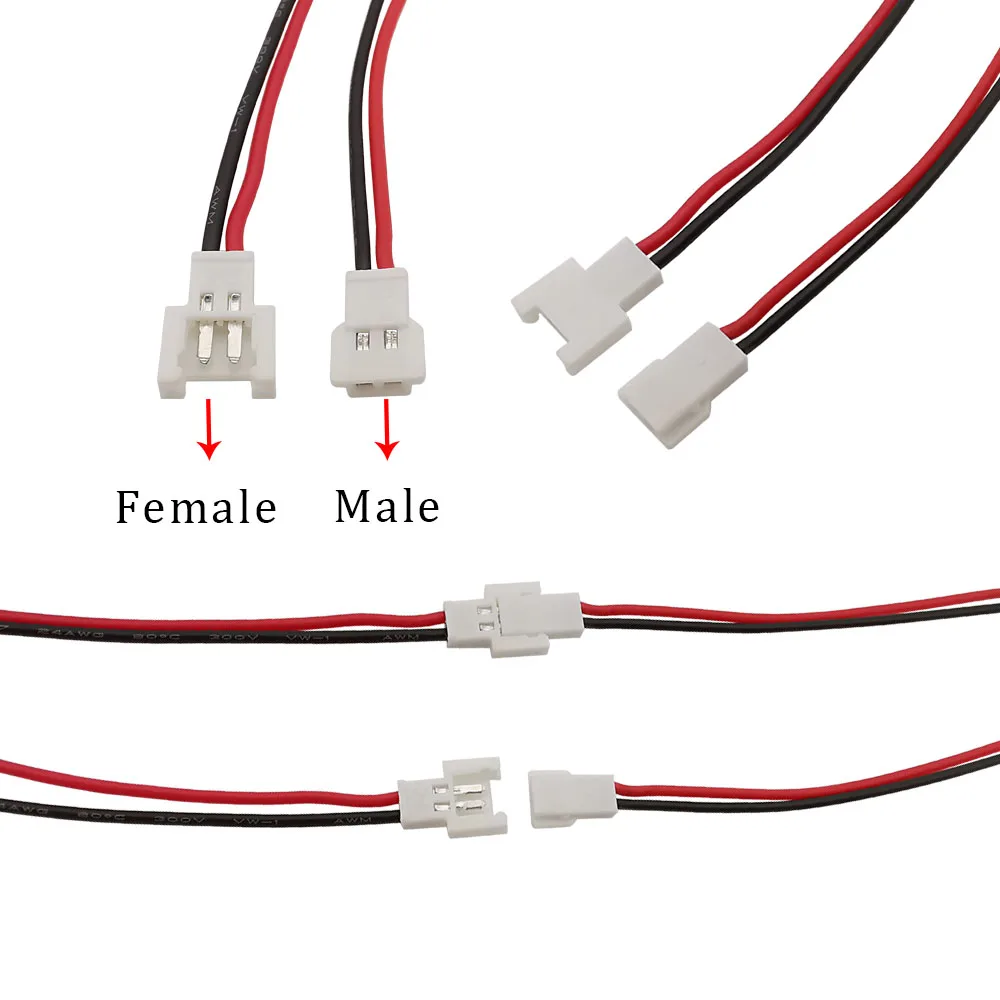 Conector de Cable Micro MX2.0 de 15CM, 2 pines, paso de 2,0mm, enchufe macho MX 2P, enchufe de cargador hembra, acoplamiento aéreo, Cable electrónico DIY 26AWG - imagen 2