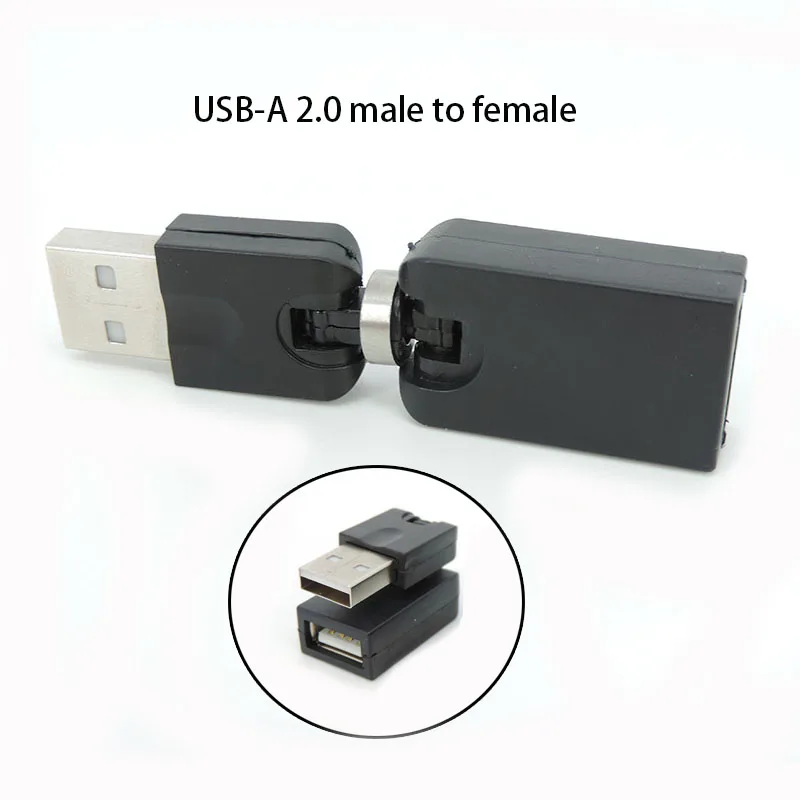 Ángulo de giro Flexible, convertidor adaptador USB A 2,0 macho a hembra con rotación de 360 grados para conector de extensión