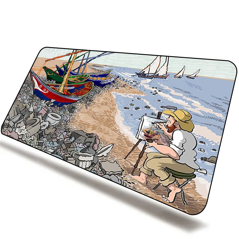 Alfombrilla de ratón Van Gogh, alfombrilla antideslizante de dibujos animados, Pc grande, gabinete de jugador, teclado, alfombrilla de escritorio, diseño, accesorios para juegos, alfombrilla de ratón de ordenador XXL - imagen 4