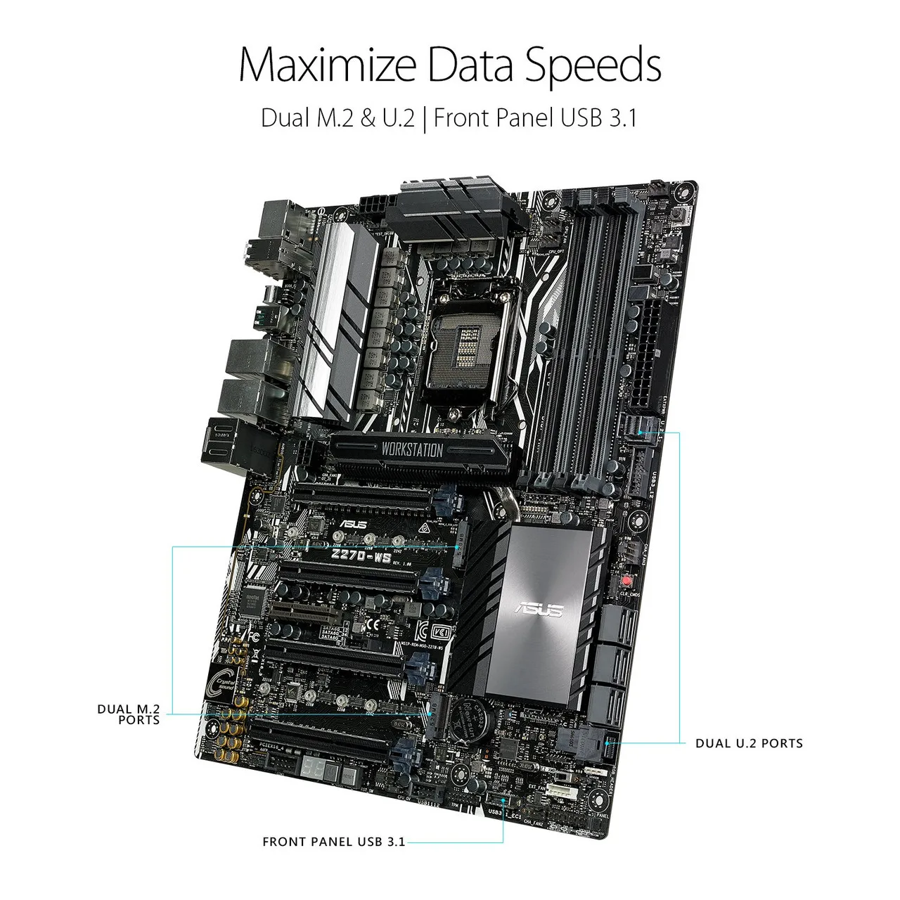 Placa base de estación de trabajo ASUS Z170-WS intel Z170 LGA 1151 DDR4 64G M.2 HDMI 2,0 ATX compatible con i3-6300 i7-6700 7400 7600 cpu - imagen 3