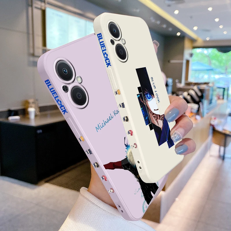 Funda de teléfono con cerradura azul de Anime para OPPO Find X5 X3 X2 Lite Pro Neo A5 A53 A94 4G 5G Liquid Left Rope Soft Cover - imagen 5