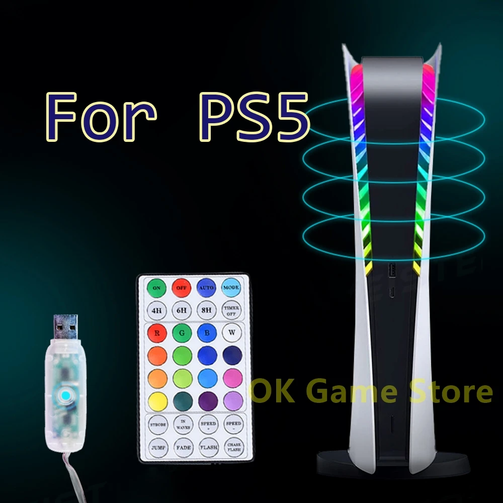 Luz de Color RGB para PS5, lámpara de efectos múltiples Multicolor con Control remoto, función de captación de iluminación LED, 1 ud. - imagen 5