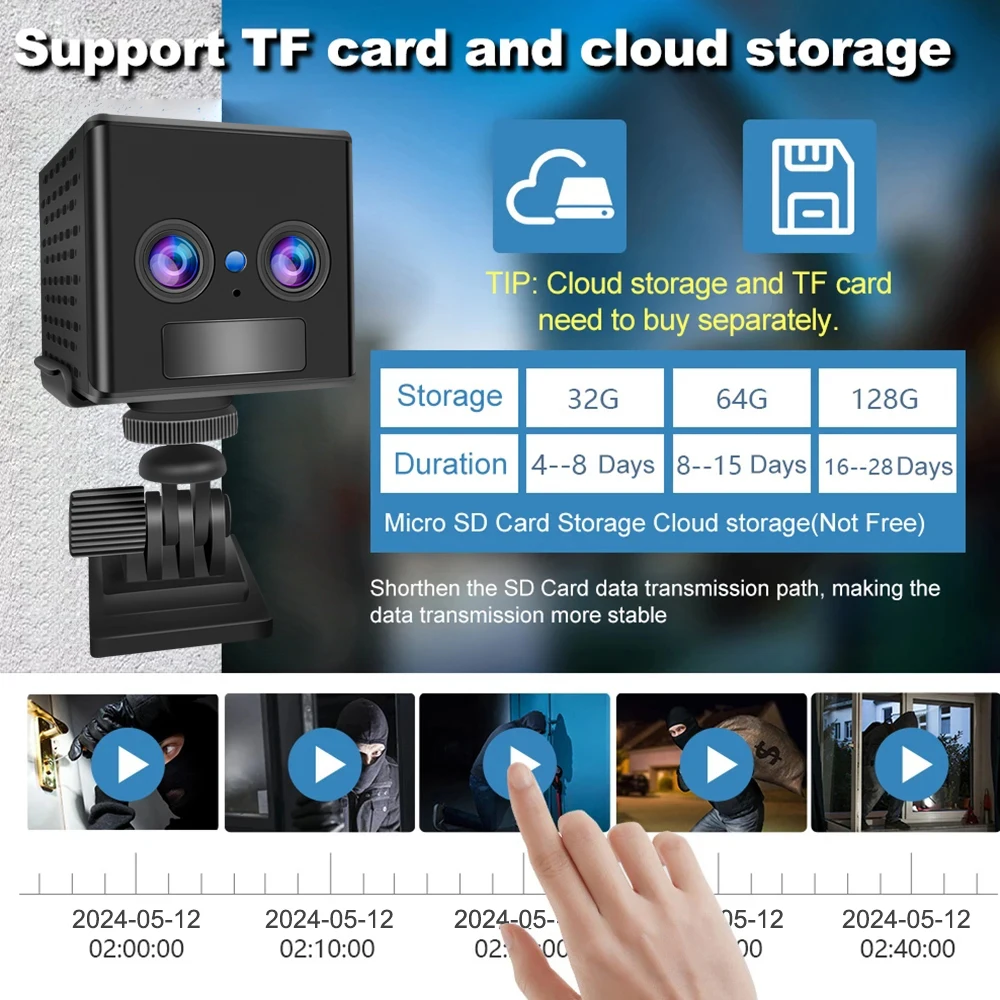 Minicámara de seguridad 4G con tarjeta SIM, cámara de vigilancia de 5MP, Batería grande de 3000mAh, intercomunicador de voz de baja potencia, Zoom 6x, videocámara CCTV - imagen 5