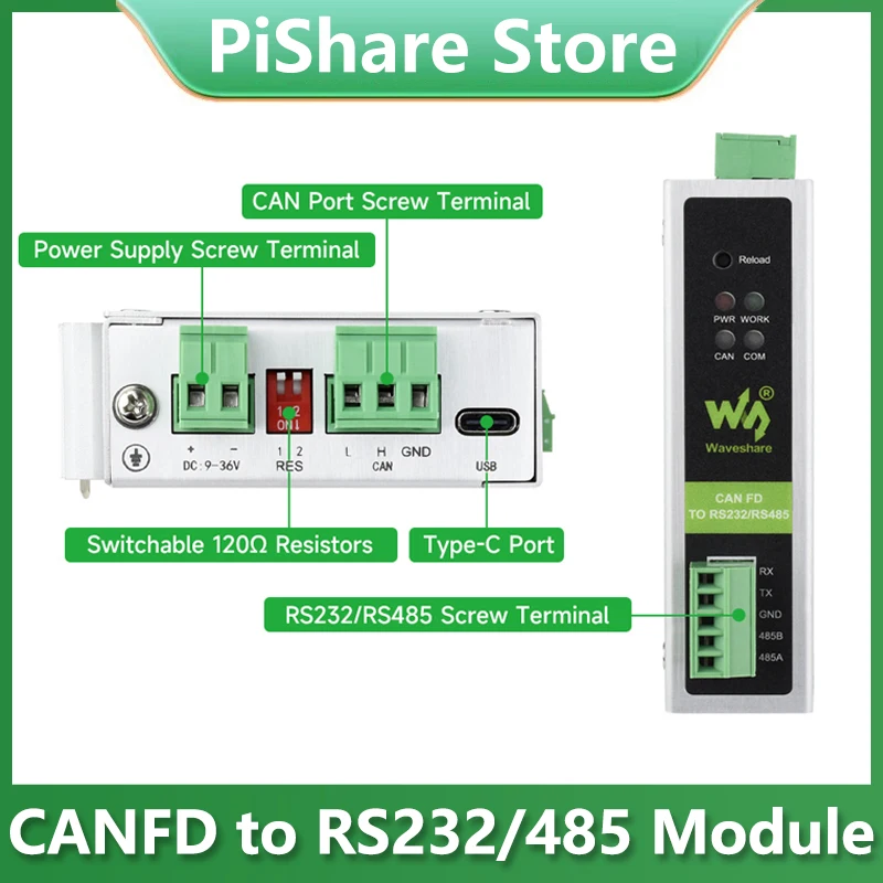 Convertidor bidireccional del módulo industrial CAN FD RS232/RS485 CAN2.0A/B