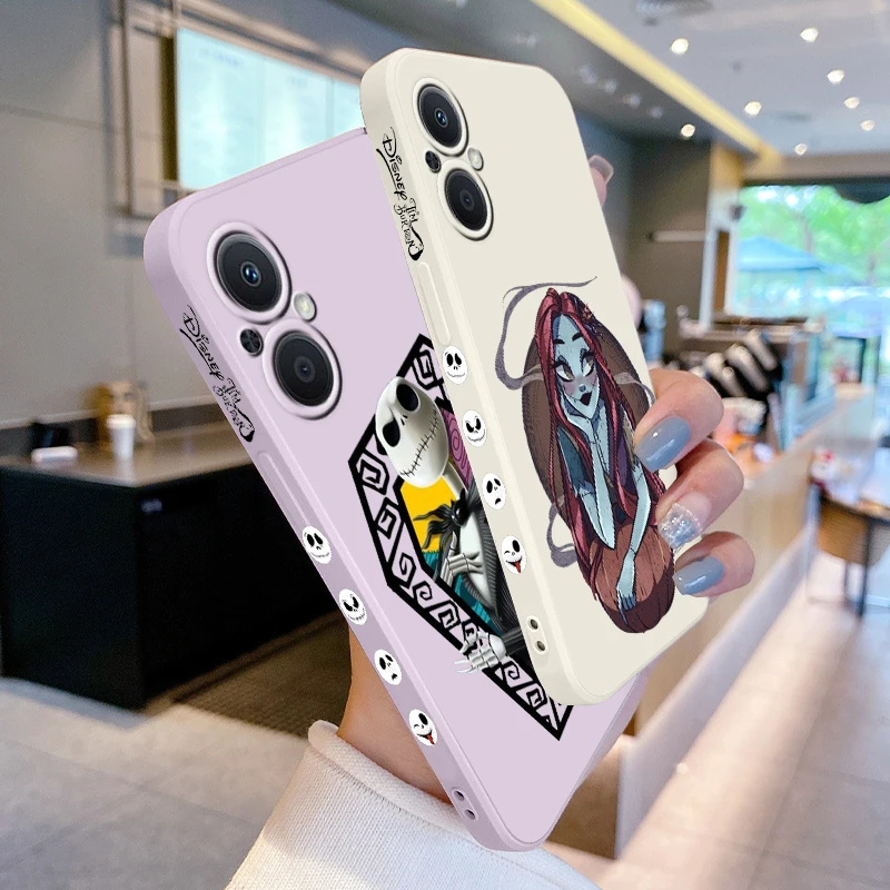 Jack Skeleton Sally funda de teléfono para OPPO Find X5 X3 X2 Lite Pro Neo A5 A53 A94 4G 5G Liquid Left Rope Soft Cover - imagen 5