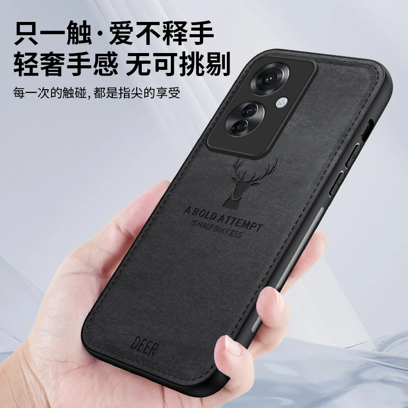 Funda para OPPO Reno 11F, cubierta de tela tejida con patrón de tela de lujo, protección de cámara, carcasa a prueba de golpes - imagen 5