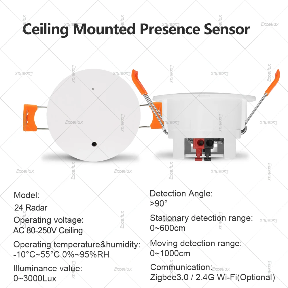 Sensor de presencia humana Zigbee/WiFi de 24G, Detector de Radar MmWave con Sensor de luminosidad, automatización del hogar inteligente, funciona con Zigbee2MQTT - imagen 3