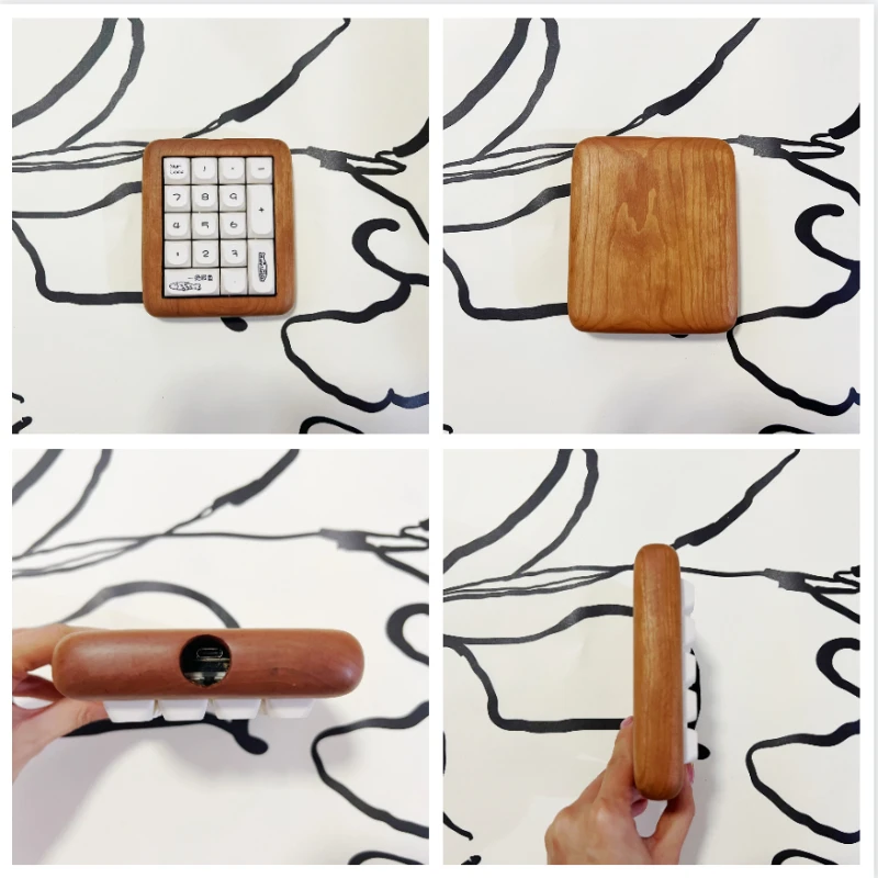 Kit de teclado personalizado Lucky Boy, Kit de madera de cerezo, almohadilla Digital de 17 teclas, teclado mecánico intercambiable en caliente con cable/Bluetooth