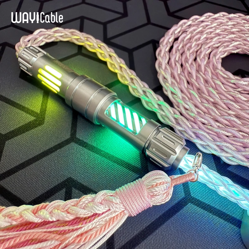 WAYi-cable de enchufe de aviación de cobre y cristal único, mecánico Sakura 8K, informes, e-sports, interruptor magnético, Cable de teclado, Control magnético - imagen 3