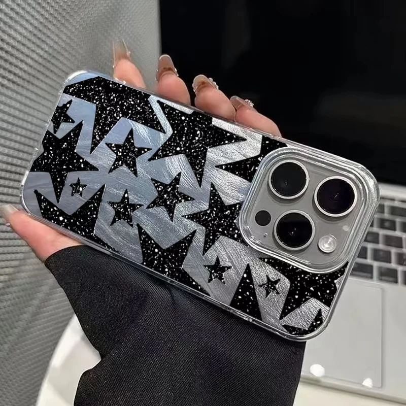 Funda de teléfono negra con diseño de estrella de cinco puntas para iPhone 17 Pro Max 16 16E 15 14 13 12 11 XR XS 17 Air 16 Pro, funda trasera a prueba de golpes - imagen 4
