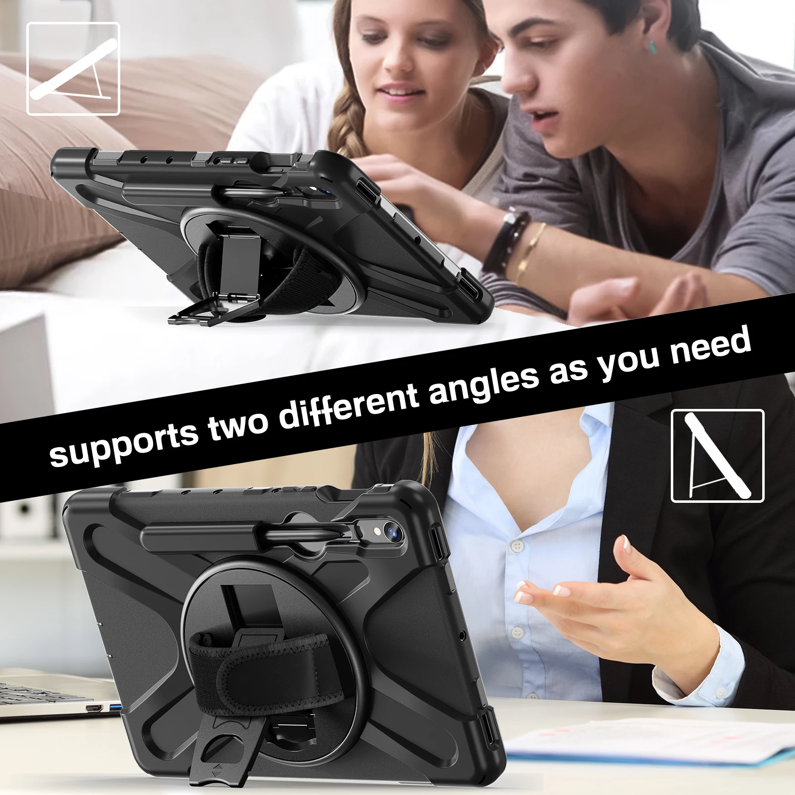 Funda resistente Universal para Galaxy Tab S10 Lite S9 FE S8 S7 SM-X400 X406 X520 X526 X510 516 X710 716 X700 706 T870 875 cubierta del soporte - imagen 4