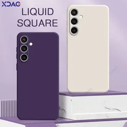 Funda de lujo para teléfonos móviles con doble revestimiento para Samsung Galaxy S24 FE 5G 360, armadura trasera de silicona líquida cuadrada suave SamsungS24FE