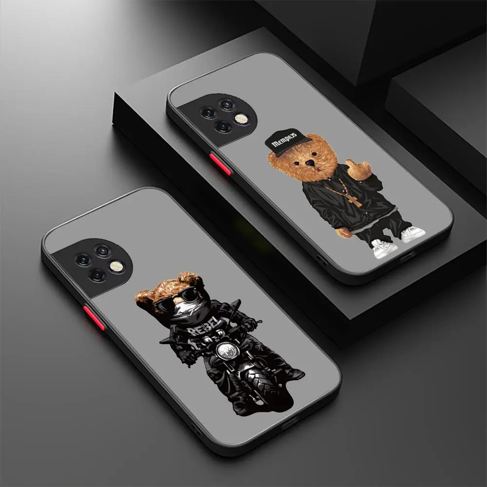 Divertido oso de peluche mascota funda transparente mate para Oneplus 10 9 8T 8 7 7T 6 6T 5 5T PRO NORD CE 2 N10 N100 funda de silicona negra