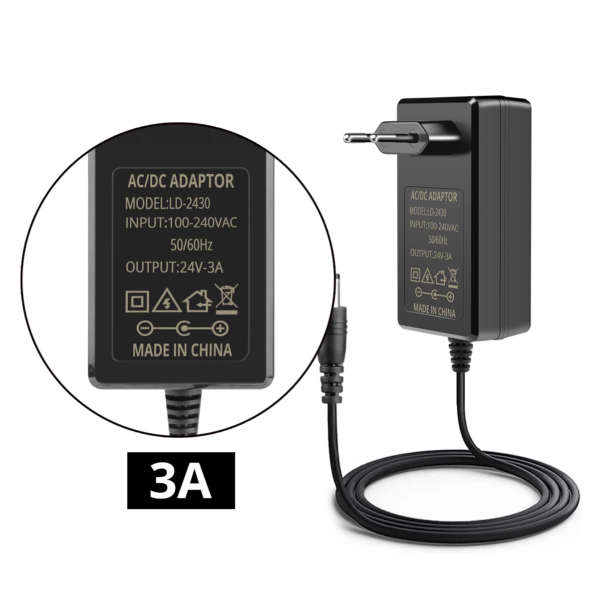 Fuente de alimentación negra de 24V CC, adaptador de corriente, enchufe UE EE. UU., transformador de iluminación 2A 3A para luz LED, Joy A R Y - imagen 5