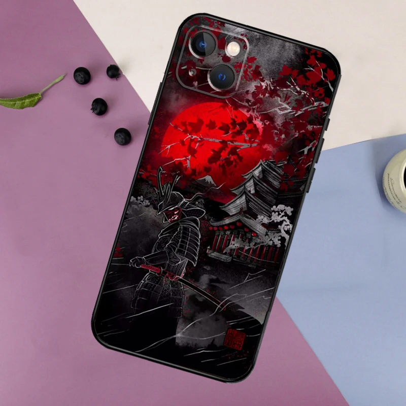 Funda de silicona japonesa Samurai Ninja para iPhone 17 15 14 13 11 12 Pro Max 16 Plus 12 13 Mini 16e 17 Air contraportada - imagen 2