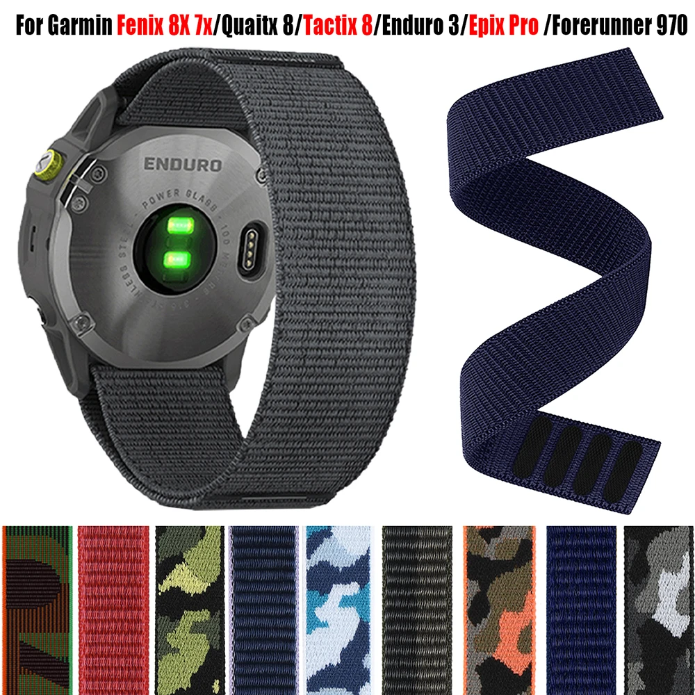 Correa de nailon QuickFit de 22mm y 26mm para Garmin Tactix 8 7 AMOLED Delta Bravo Enduro 3 Epix Gen 2 Fenix 8x 7x 6 PRO bandas trenzadas