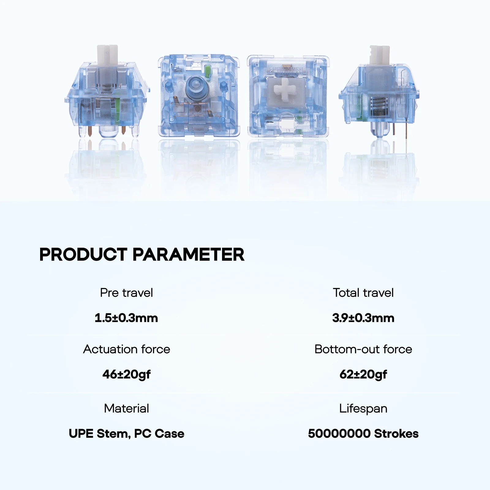 100 piezas EPOMAKER Aqua Switch Set Clicky 5 pines interruptores lubricados de fábrica con vástago UPE Compatible con teclas de estructura MX - imagen 4