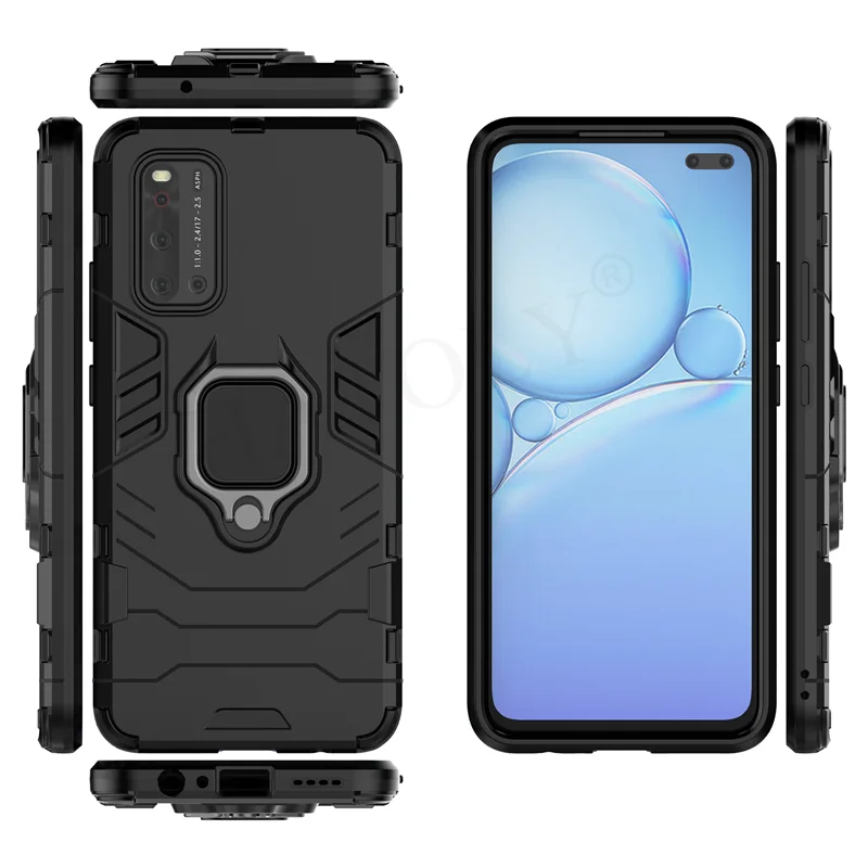 Para Vivo V19 funda para Vivo V17 V15 V11 Pro soporte de anillo magnético de silicona armadura de teléfono funda trasera para Vivo V19 - imagen 3