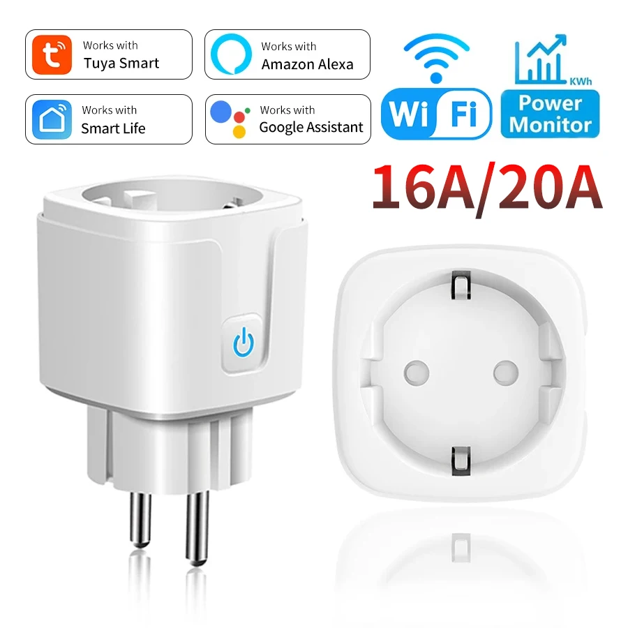 Enchufe inteligente WiFi enchufe UE 16A 20A con función de sincronización de monitoreo de energía funciona con Alexa Google Home Alice Smart Life - imagen 2
