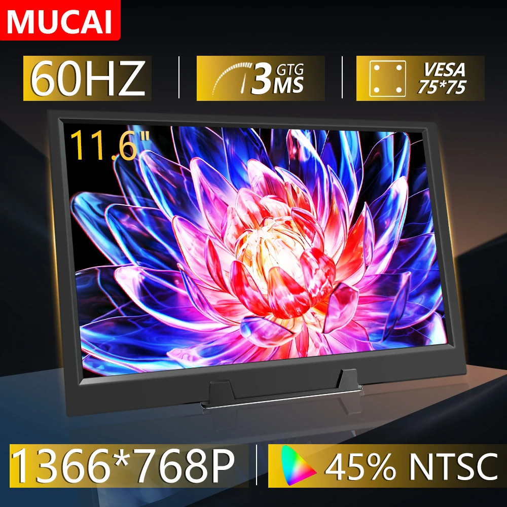 MUCAI compatible con HDMI notebook segunda pantalla extensión de juego monitor portátil plug and play, Switch Mac Xbox PS4/5 11,6 pulgadas