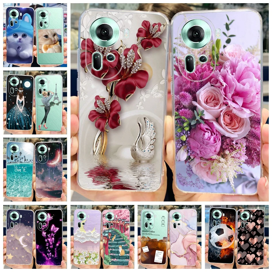 Para OPPO Reno 11 2024 Funda nueva moda flor transparente Funda suave de silicona para OPPO Reno11 CPH2599 Funda Reno 11 Pro 5G Coque