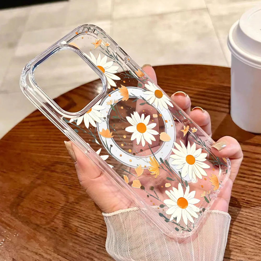 Funda de silicona magnética para Samsung A56 5G A55 A54 A16 A15 A36 A26 A35 S24 Ultra S25 Edge S23 FE S22 A06 A25 Funda de flores - imagen 3