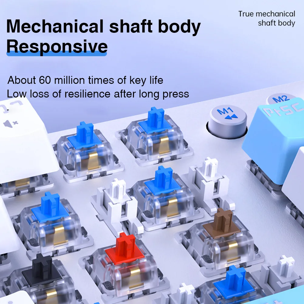 AULA Teclado mecánico inalámbrico para jugar 87 teclas tres modos 2,4G/Bluetooth/teclado retroiluminado con cable para Windows/Mac/IOS/Android - imagen 5